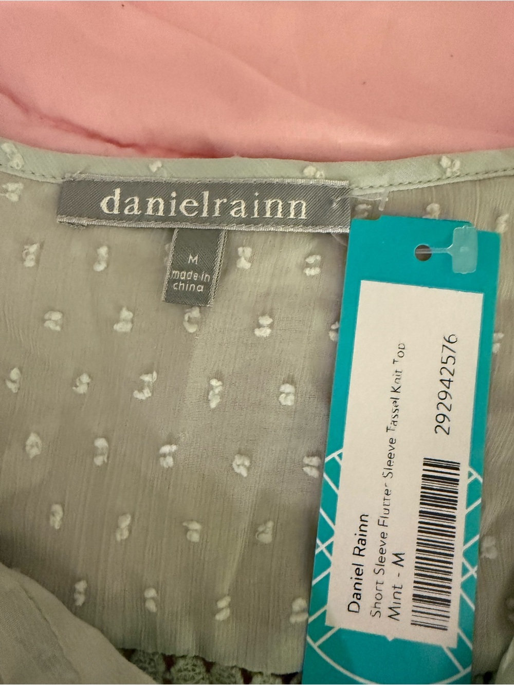 Stitch Fix Daniel Rainn Mint Green Floral Tassel Blouse - Picture 2 of 2